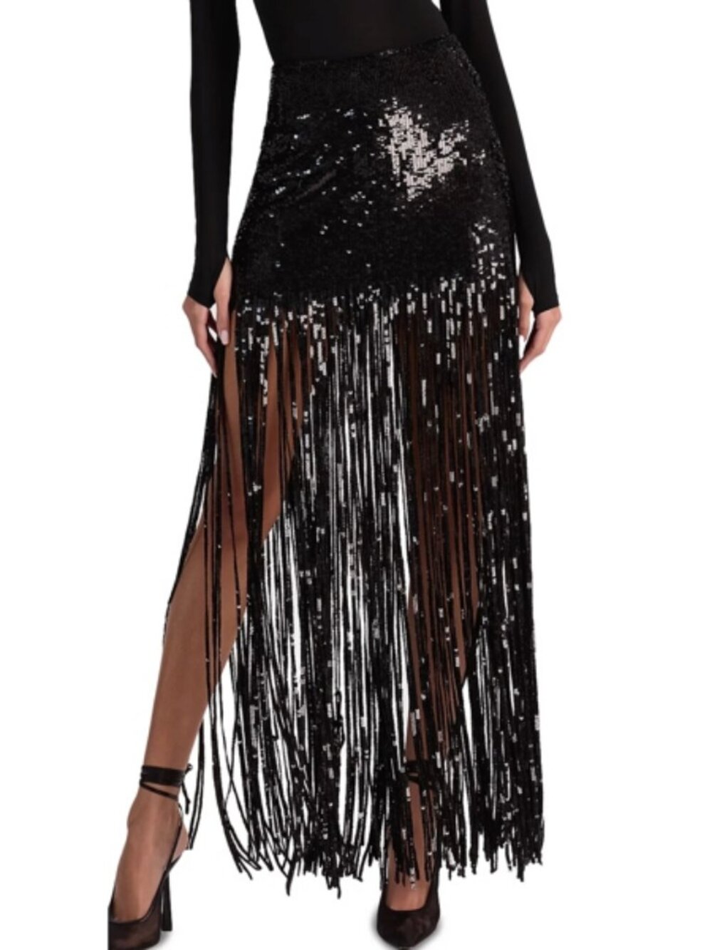 Alice and Olivia Kendra Sequinned Fringe Skirt